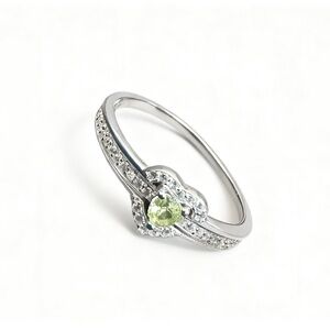 Silver and Green Heart Ring